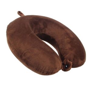 Catzon Travel Pillow Memory Foam Lightweight Portable Headrest-Brown