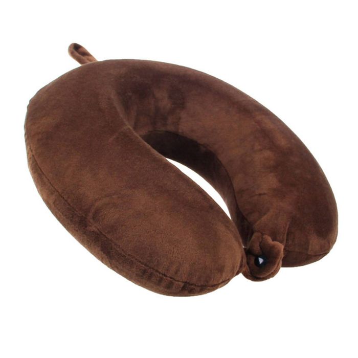 Catzon Travel Pillow Memory Foam Lightweight Portable Headrest-Brown