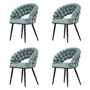 Familand Dining Chairs Set of 4 Padded Seat Kitchen Living Room Chair Velvet in White