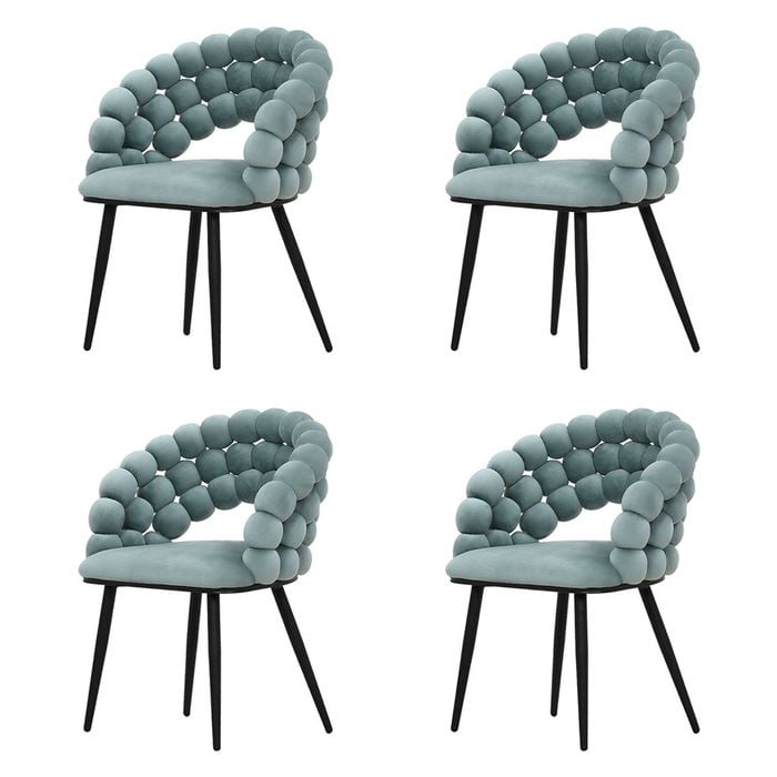 Familand Dining Chairs Set of 4 Padded Seat Kitchen Living Room Chair Velvet in White