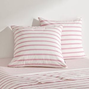 Dreamaker Bask Washed Cotton Yarn Dyed Stripe Euro Pillowcase Pink Pearl Twin Pack