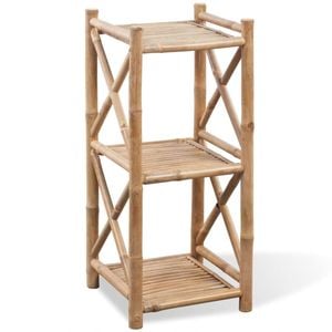 vidaXL 3-Tier Square Bamboo Shelf Free Standing Tower Rack Storage Organiser