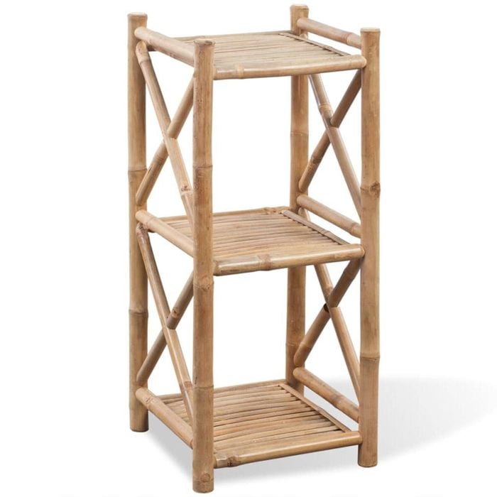 vidaXL 3-Tier Square Bamboo Shelf Free Standing Tower Rack Storage Organiser
