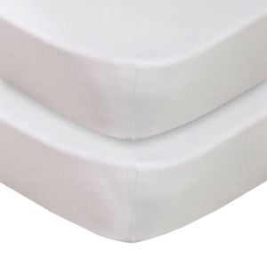 Living Textiles 2 Pack Jersey Cotton Cot Fitted Sheets White