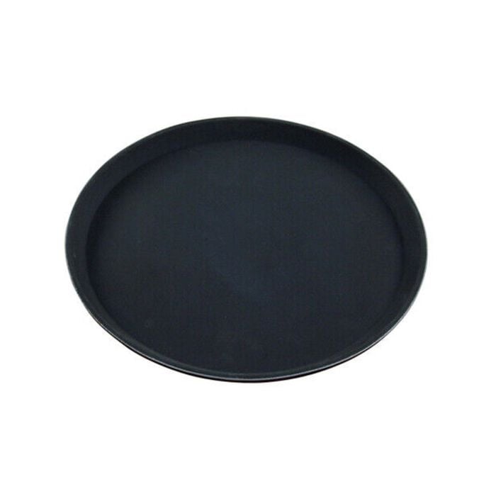 Chef Inox Plastic Round Black Non Slip Serving Tray 35cm