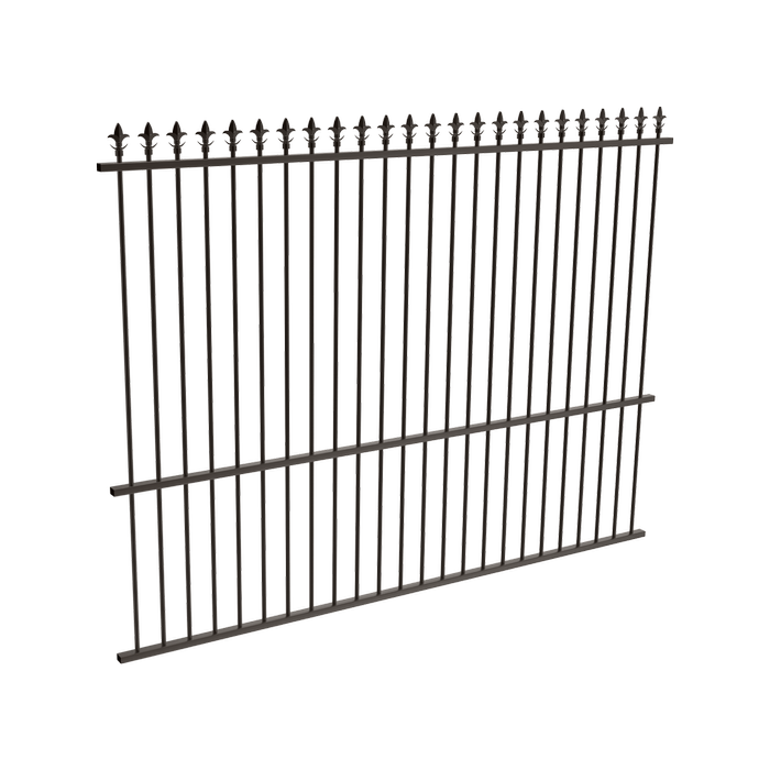 ProtectorAl 1201 - 2399 x 1800mm Black Aluminium Spear Top Pool Fence Panel With Mid Rail