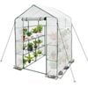 Greenhouse Walk-in Tunnel 3 Tier Planting Shelves 143x143x195cm Strong Stability