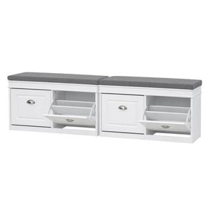 Artiss 2x Shoe Bench Set Flip Drawer White