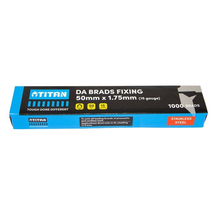 Titan 50 x 1.75mm Stainless Steel 34 Angled Collated Nail DA Brads - 1000 Pack