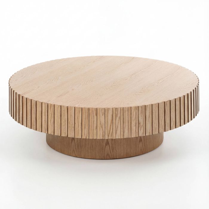 Alicia 100cm Wooden Round Coffee Table Natural