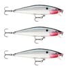 3x Rapala 8cm Flat Rap Floating Shallow Diving Fishing Lures - Chrome