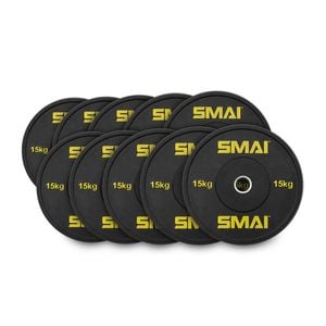 Smai Hd Bumper Plates Set - 5 Pairs Of 15kg (150kg) - Black