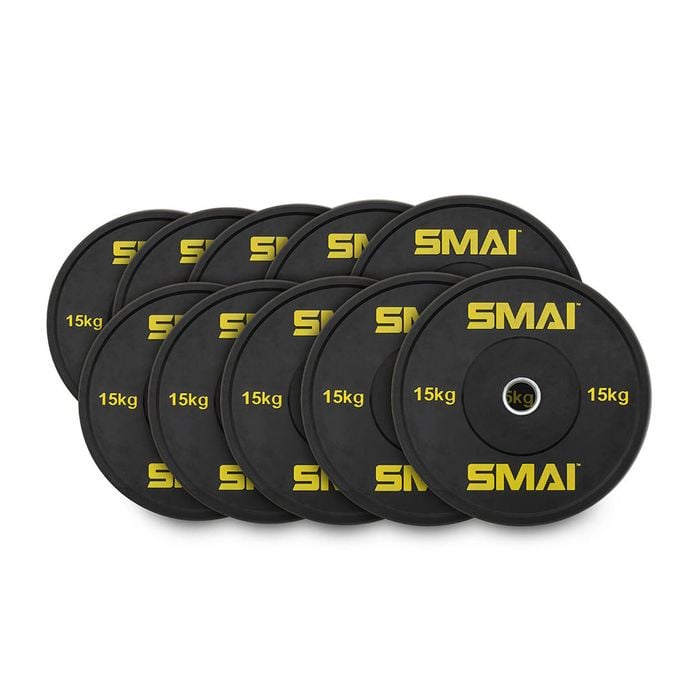 Smai Hd Bumper Plates Set - 5 Pairs Of 15kg (150kg) - Black