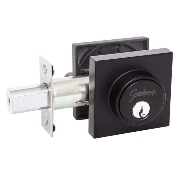 Gainsborough Matt Black G4 Series Keyed Slim Square Single Cylinder Deadbolt