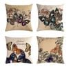 Catzon 4 Pcs Butterfly Throw Pillow Covers Square Linen Pillowcase for Couch