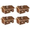 4 X Yes4pets Natural Wooden Hamster Wooden House Small Pet Hideout With Chimney
