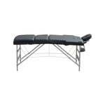 YES4HOMES 3 Fold Portable Aluminium Massage Table Massage Bed Beauty Therapy Black