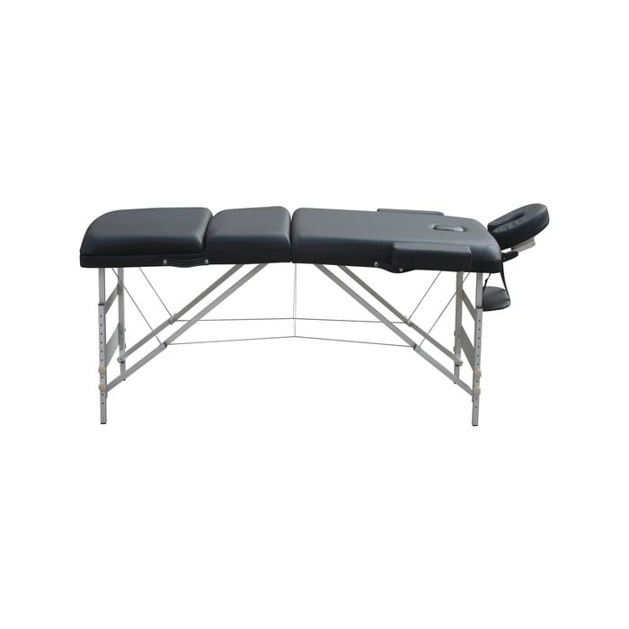Yes4homes 3 Fold 5 Cm Thickness Foam Portable Aluminium Massage Table Massage Bed Beauty Therapy Black