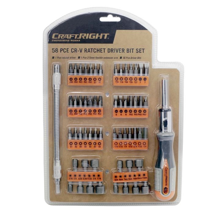 Craftright 58 Piece Ratchet Driver Bit Set