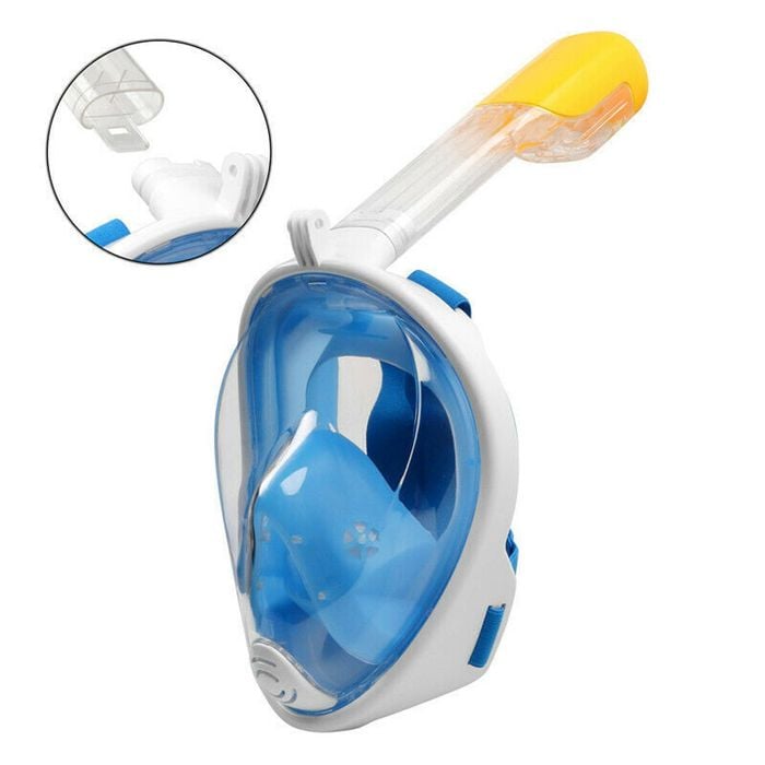 Provecta Full Face Snorkel Mask With Anti-Fog Lens & GoPro Mount Blue L/XL