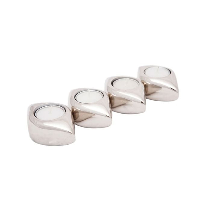 Set Of 4 Ssh Collection Tear Drop Tea Light Candle Holders - Nickel