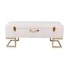 P&P Chic Cream Velvet Storage Ottoman with Gold Iron Base 105x40x42cm
