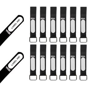 CordTech Reusable Label Straps with Buckle - 12 Pack