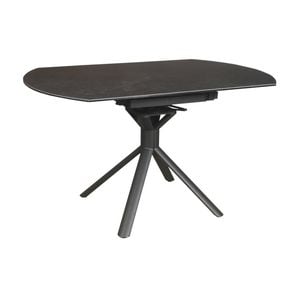 Colin 90-135cm Extendable Round Dining Table Ceramic Tempered Glass Top Dark Grey