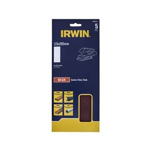 IRWIN 115 x 280mm 60 Grit 1/2 Sanding Sheets - 5 Pack