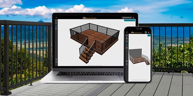 Designing aluminium balustrade on a laptop and phone