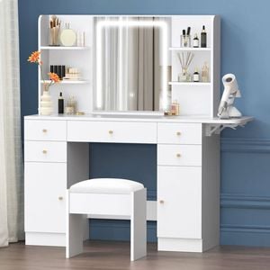 Alfordson Dressing Table Stool Set Led White