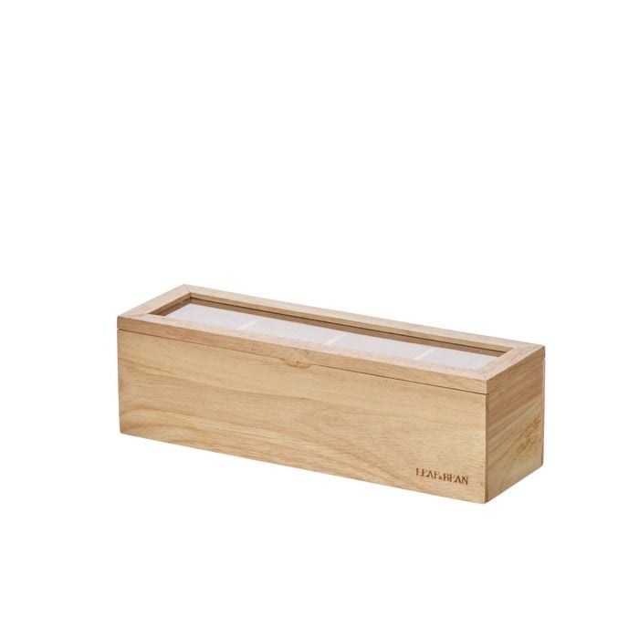 Leaf & Bean Byron Small Wooden Tea Box Natural 30x9x9cm