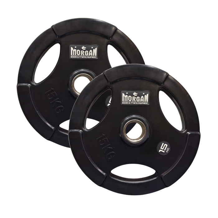 Morgan Tri-grip Rubber Coated Olympic Weight Plates (pair) [15kg]