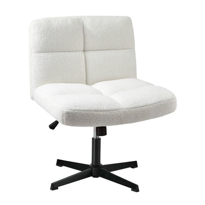Oikiture Armless Office Desk Chair Boucle White - Bunnings Australia