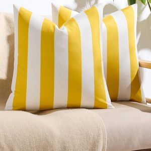 Gioia Casa Striped Outdoor Waterproof Cushion Covers - Yellow, 45x45cm