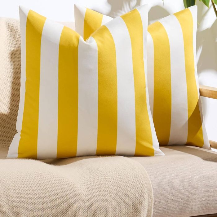 Gioia Casa Striped Outdoor Waterproof Cushion Covers - Yellow, 45x45cm