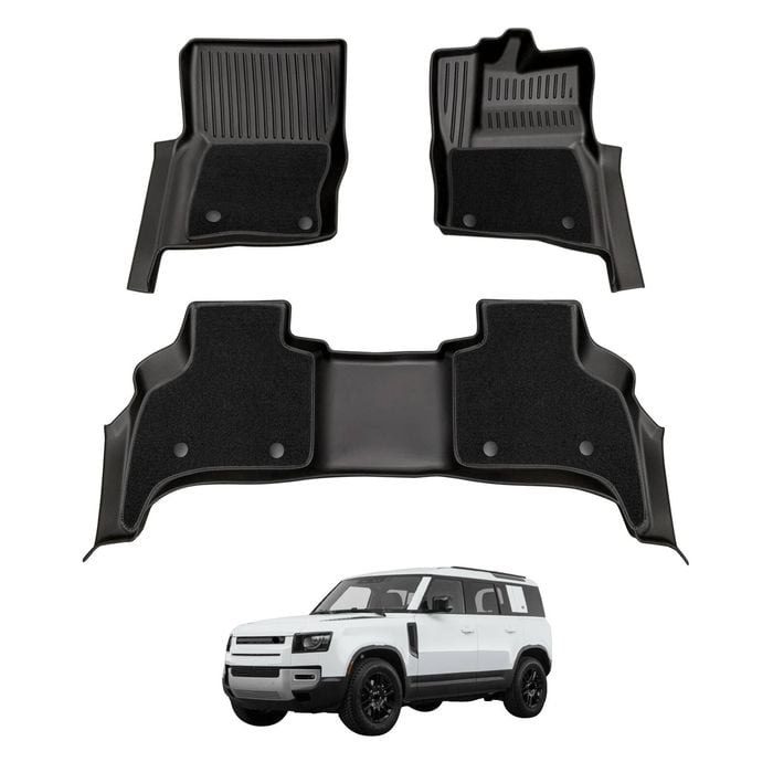 AUSGO Double-Layer Car Floor Mats for Land Rover Defender L663 Series 110 5-Seat 2020-Onwards All-Weather Floor Liners