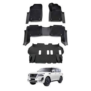 AUSGO 3-Row Set Double-Layer Car Floor Mats for Nissan Patrol Y62 2012-Onwards Floor Liners
