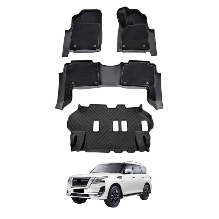 AUSGO 3-Row Set Double-Layer Car Floor Mats for Nissan Patrol Y62 2012-Onwards Floor Liners