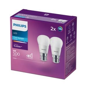 Philips B35 B22 LED 500Lm Cool Daylight 5W Fancy Round - 2 Pack
