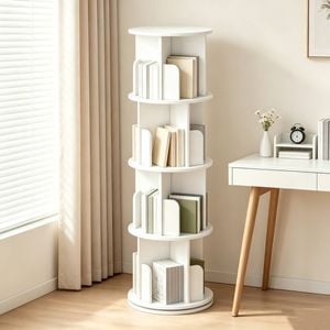 Ufurniture 4-Tier Rotating Bookshelf Corner Standing Display Shelf Organizer Storage Rack White