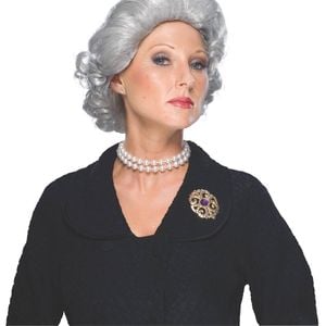 Queen Elizabeth Style Grey Wig for Adults – Short Wavy Design for Halloween Costumes - Grey Colour, ADULT