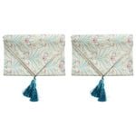 2PK LVD 33x180cm Linen Delight Table Runner Home Decor - Aqua