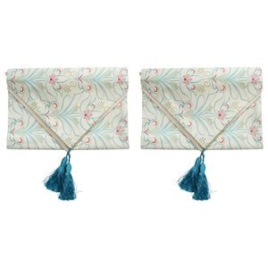 2PK LVD 33x180cm Linen Delight Table Runner Home Decor - Aqua