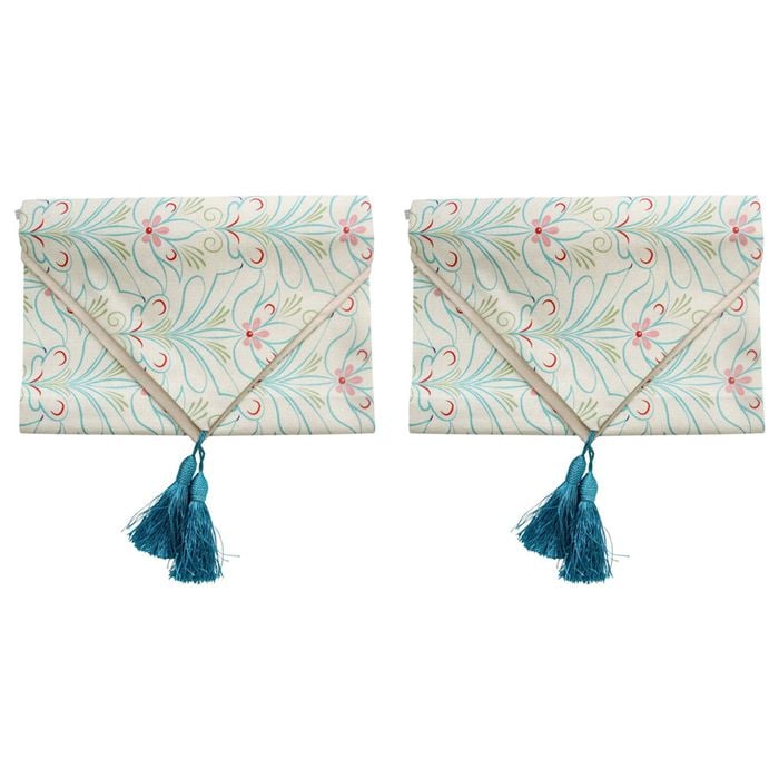 2PK LVD 33x180cm Linen Delight Table Runner Home Decor - Aqua
