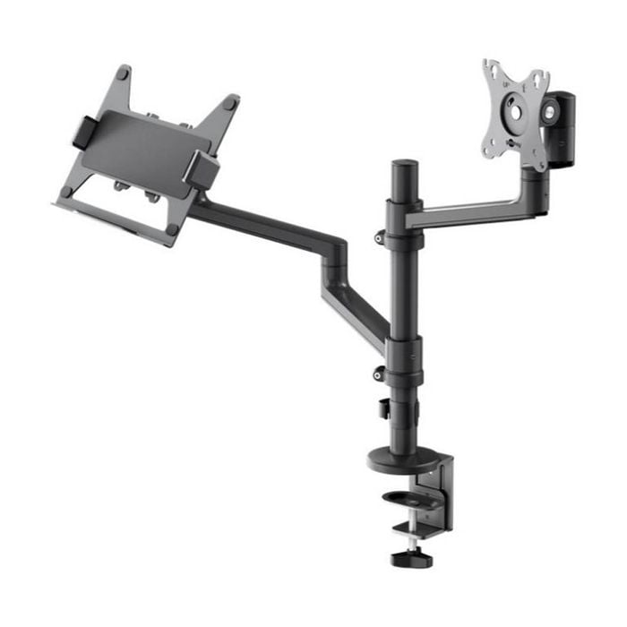 Goobay Monitor Mount Workstation Single Pole Pro Adjustable Desk Stand - Black