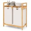 Costway Bamboo Laundry Hamper 2-section Laundry Sorter Basket