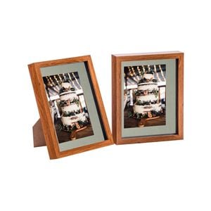 Nicola Spring Acrylic 3D Box Photo Frames with 5" x 7" Mounts - 8" x 10"  - Dark Wood - Pack of 2