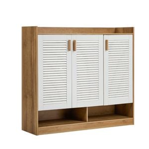 Oikiture Shoe Storage Cabinet 5-tier Rack 3 Doors Organiser Shelf Cupboard