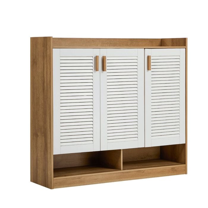 Oikiture Shoe Storage Cabinet 5-tier Rack 3 Doors Organiser Shelf Cupboard